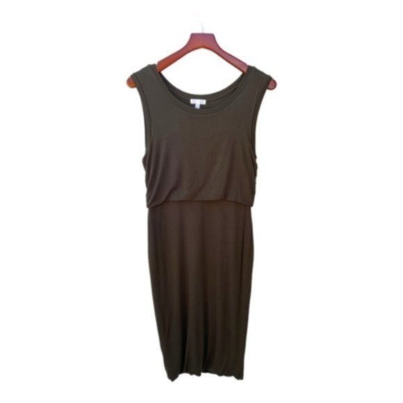 Leith-Nordstrom Olive Green Scoop Neck Bodycon Sleeveless Midi Dress Size S - Picture 7 of 8